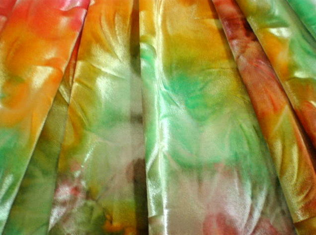 2.Green-Pink-Yellow Design Tie Dye Velvet